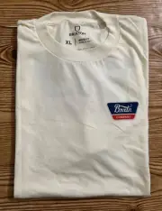 Brixton Linwood Logo Cream TShirt Short Sleeve Boys Fit Youth Size XL NWT