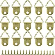 100 Pcs Picture Hanging Kit,Small Triangle Ring Picture Hangers Frame Single Hole Picture Hang with Screws for Hanging Photos Frame Cross Stitch Clock Paintings Mirrors Artwork （Gold/XS）
