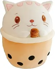 ISAKEN Bubble Tea Cuddly Toy, Cartoon Plush Dolls, Funny Plush Toy, Dog Pig Cat Doll, Filled Milk Tea Soft Doll, Tea Cup Cushion, Children's Toy, Birthday Gift