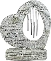 AIMALL 1PCS Wind Chime Pet Tombstone Memorial, Resin Crafts for Puppy and Dog, Indoor Outdoor Garden Decoration with Heart and Paw Design, 7.5 x 3.5 x 8 Inch Size