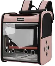 LeoLeozz Bird Carrier Bag for Cockatiel,Backpack with Stand, Portable Vet Visit Bag,Easy Cleaning,Bird Travel Backpack,Pet Travel Cage, Pink (Pink)