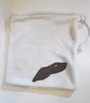 HANDMADE FUNNY GAG SUPER SOFT DRAWSTRING TOTE BAG APPLIQUED GOOGLY EYE "POOP"