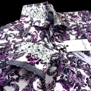 Robert Graham Geometric Floral Vibrant Paisley Colorful Raspberry Sport Shirt LG