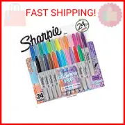 SHARPIE Electro Pop Permanent Markers, Fine Point, Assorted Colors, 24 Count