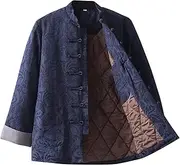 [YUUSONSM] Tang Suit, Chinese Clothing Suit - Men Kung Fu Clothing Winter Warm and Thick Plus Velvet Long Sleeves for Men blue-4XL