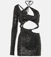[Roberta Einer] Roberta Einer Banu cutout sequined minidress AU 14 black