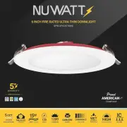 NuWatt NW-P-DL-6-15W-5CT-FR-W 6" 2Hr Fire Rated Round Canless Selectable CCT LED