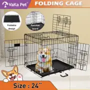 VaKa 24” Dog Cage Pet Crate Kennel Cat Collapsible Playpen Metal Divider Panel