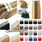 Tape in Skin Wefts Real Remy Human Hair Extensions Invisible Glue Russian Hair