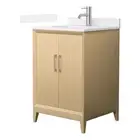 Janna 24" White Oak Single Vanity & White Quartz Top (1-Hole) & Nickel Trim