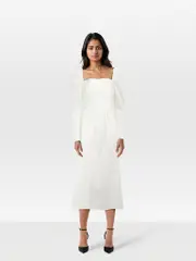 White Maxi Square Neck Dress