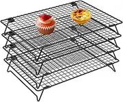 4 Pack Cooling Racks for Cooking and Baking, 13.4x9.5Inch Non Stick Cooling Wires Rack, Stackable Baking Rack Set, Solid Baking Cooking Cooling Racks with Collapsible Legs for Roasting Baked Goods