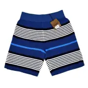NWT $1050 Burberry Navy Blue Icon Stripe Mesh Knit Shorts Men's S AUTHENTIC