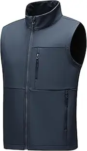 [Generic] Men's Standing Collar Fleece Vest Zip Up Fleece Lined Windproof Sleeveless Jacket Winter Outdoor Outerwear, Dark Grey, XX-Large