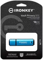 Kingston Ironkey Vault Privacy 50 USB-C 16GB Flash Drive | IKVP50C/16GB