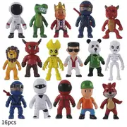 16pcs/set Stumble Guys Action Figure Toy Cake Topper Mini Model Doll Kids Gift Kit