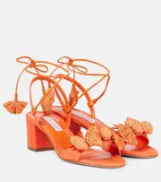 [Aquazzura] Aquazzura Marea 50 appliqué leather-trimmed sandals AU 11 orange