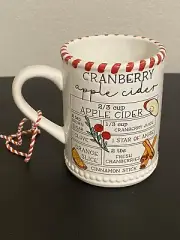 Mud Pie Christmas, Thanksgiving Apple Cider Recipe Mug NWT