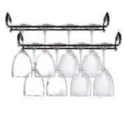 2 Pack Metal Wire Under Cabinet Wine Glass Rack Stemware Holder for Kitchen Bar