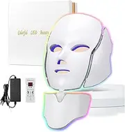 Blue Red Light Theràpy Màsk for Face, 7 Colors led face màsk Light Theràpy, Portable Facial Skin Care Màsk for Face and Neck At Home (White)