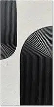 Limiyer Art Hand painted White and Black Textured art Oil painting Modern Abstract art canvas wall decoration painting 48x24 inches