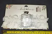 NWT New White Lace Garter W/2in Stainless Steel Flask The Bride Wedding