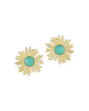 Aqua Turquoise Sun Statement Stud Earrings - Exclusive