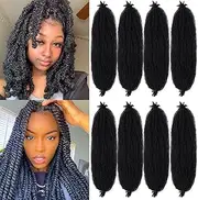 Springy Afro Twist Hair 8 Packs Marley Twist Braiding Hair Pre Separated Spring Twist Hair for Faux Locs Crochet Hair Kinky Twist for Braiding Synthetic Hair Extensions (1b#, 24inch(Pack of 8)