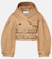 [Ganni] Ganni Double-breasted cotton jacket AU 14 beige