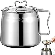 Cooking Oil Storage Container - Grease Strainer Pot, Large Capacity Canister, Fine Mesh Basket | Multifunctional Metal Holder Filters, Heat Resistant Oil Keeper Assists Deep Frying Kitchen