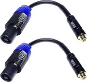 CESS-012 RCA Female Jack to Speakon Male Plug Adapter Cable, Subwoofer Signal Conversion Cable, 2 Pack