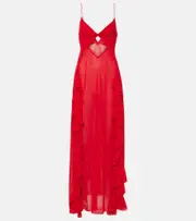 [Bananhot] Bananhot Isabel ruffled cutout maxi dress AU 12 red