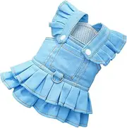 Small Dog Dress,Breathable Dog Clothes - Breathable Soft Lining Pet Clothes, Cowboy Overall Dress for Puppy Kitten Cat