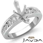 Marquise Semi Mount Channel Setting Diamond Engagement Ring 14k White Gold 0.7Ct