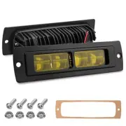 2X 7Inch Flush Mount LED Work Light Bar Spot Flood Driving Fog Offroad Yellow