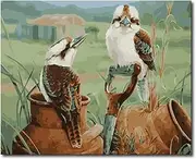Paint by Numbers for Adults DIY Oil Paint by Number Adult Kit Paint by Numbers Adult Beginner Birds Standing on Clay Pot 16x20"/40x50cm (Self-assembly Wooden Frame)