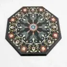 2' black Marble Dining Coffee Center side Table Top inlay malachite antique t18