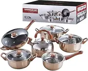EqiEch Cookware Set,6-Piece Stainless Steel Pots and Pans Set,Nonstick Kitchen Cooking Set,with Handles,Compatible with All Stovetops