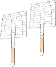 Grill Basket Fish Grilling Basket Metal Meat Grill Rack Bbq Tool Beef Grilling Mesh Easy to Turn Long-Lasting Iron Wire