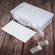 48 Slots Seed Storage Organizer Box with Label Stickers Reusable Seed Container Box Clear Plastic Seed Storage Organizer 2 Sizes Removal Slots Seed Storage Box Portable for Seeds Plant Vegetable PoUYW