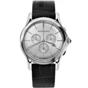 Emporio Armani Silver Dial Chronograph Leather Strap Men’s Watch - ARS4002