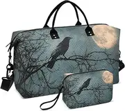 [YXYZRMY] Travel Duffel Bag Gothic Crow Branch Tree Gym Bag Sports Tote Bag with Multiple Interior Pockets Shoulder Weekender Bag for Women Men with Toiletry Bag 20.5”x 7.9”x 13.8, Multi-Colored, one