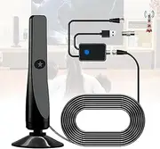 Broadwave TV Antenna 2025, Upgraded Digital Antenna for Smart TV Indoor with 4K/HD Signal Amplifier, Enhanced Suction Cup Design & Plug-Play for Local Channel (1 Pc)