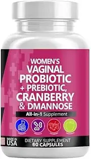 Vaginal Probiotics for Women + Prebiotics 20 Billion Cranberry Pills w/D-Mannose 500 mg for Urinary Tract Health pH Balance - for Vaginal Health Supplements Pills - 1 Pack