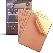 Avarrix Australia A4 Kraft Sticker Paper, 20 Sheets, 80gsm Thickness, Self Adhesive Printable Brown Kraft Sticker Paper for Inkjet and Laser Printer