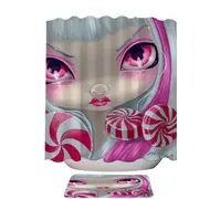 Faces of Faery #44 Pink Girl with Peppermint Candy Shower Curtain