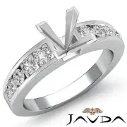 Princess Semi Mount Channel Setting Diamond Engagement Ring Platinum 950 0.7Ctw