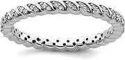 2.5mm 925 Sterling Silver Prong set Stackable Expressions Polished Diamond Ring USA Size 10 Jewelry for Women