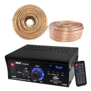 Pyle Amplifier Receiver w/ USB/SD AUX CD & LED Display, 18 AWG 100 Feet Wire