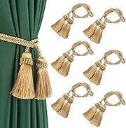Fenghuangwu Curtain Tiebacks Handmade Decorative Curtain Holder Holdbacks Rope with Tassel (Gold, 6)